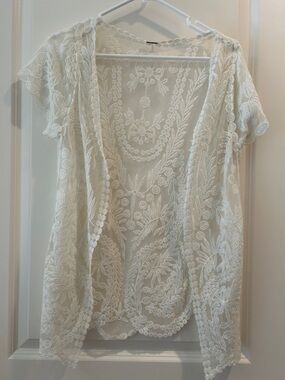 Poof! Cream Lace Shrug
